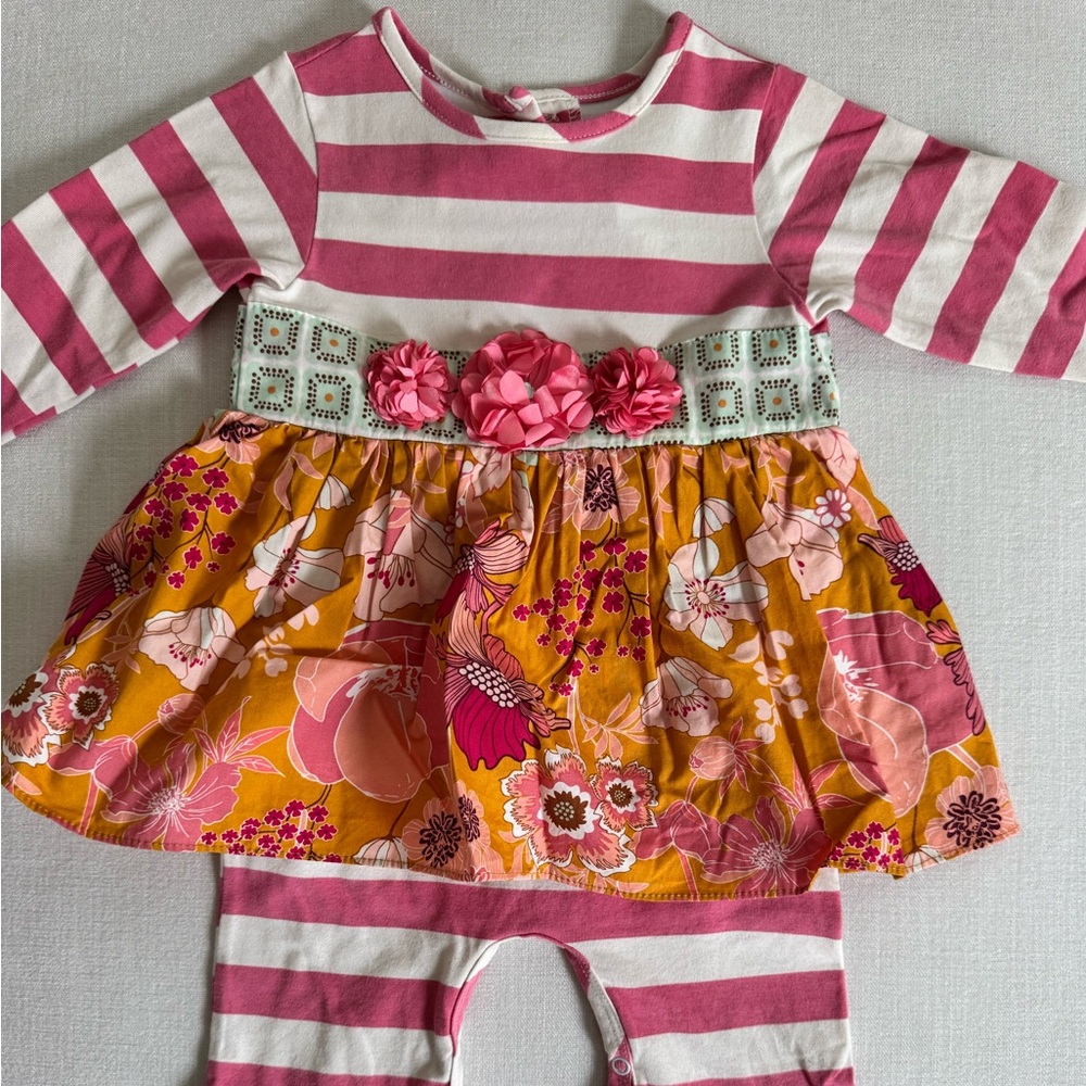 Easter Peaches ‘n Cream Girls Toddler 24M Boutique Floral One-Piece Romper